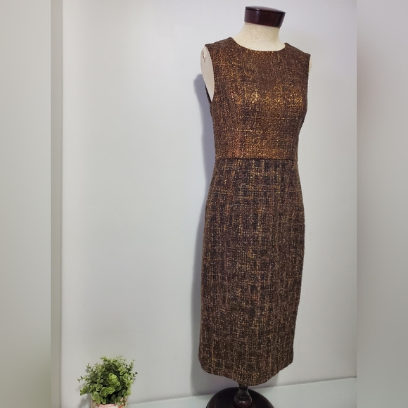 BADGLEY MISCHKA bronze top and wool skirt dress. Size 8 but seems a bit smaller - Picture 2 of 15